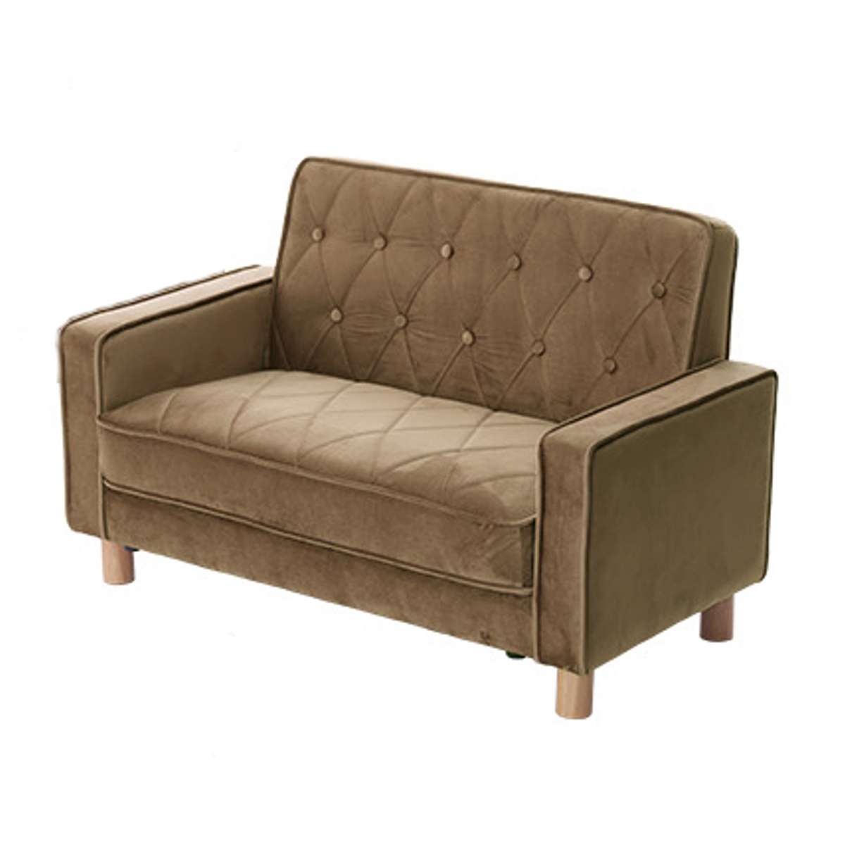 ソファ 1人掛け 1.5人掛け 幅114cm コンパクト デザインソファ ( ソファー リビングソファ 省スペース 一人用 脚 取り外し ローソファ 肘掛け 簡単組立 キルティング ベロア おしゃれ ワンルーム ) 【グレージュ】 グレージュ