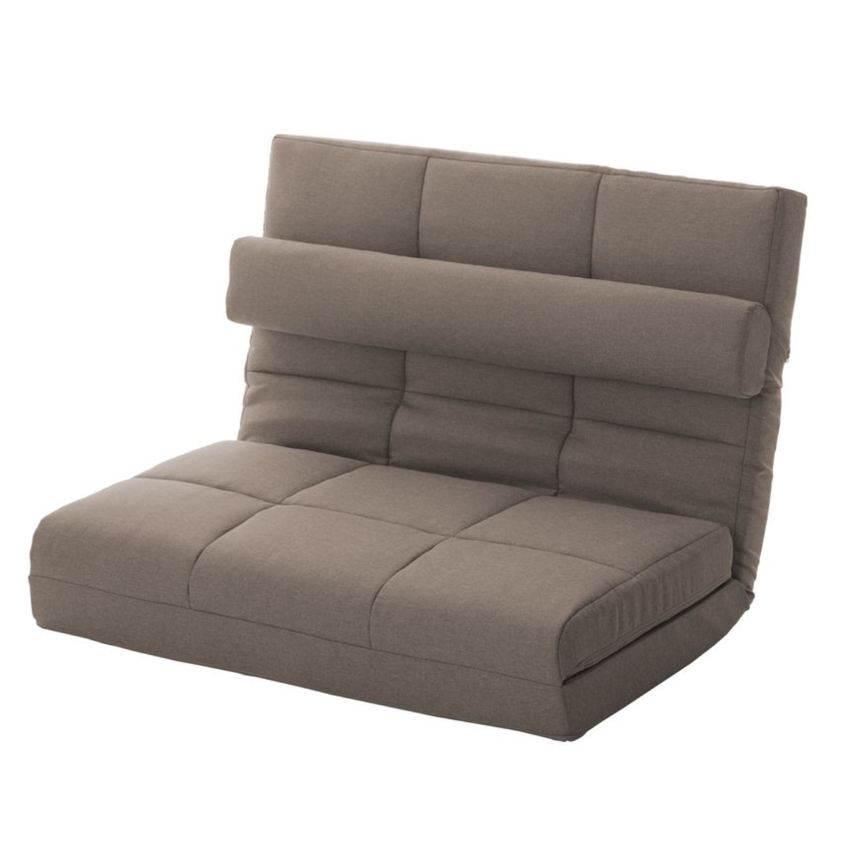 ローソファ 2人掛け 幅100cm ハイバックタイプ ソファベッド 3way ダリアン生地 タスク生地 デニム調生地 ( ソファ カウチソファ ベッド リクライニング 14段階 日本製 クッション付き ソファー 2人掛けソファ ) 【ブラウン】 ブラウン