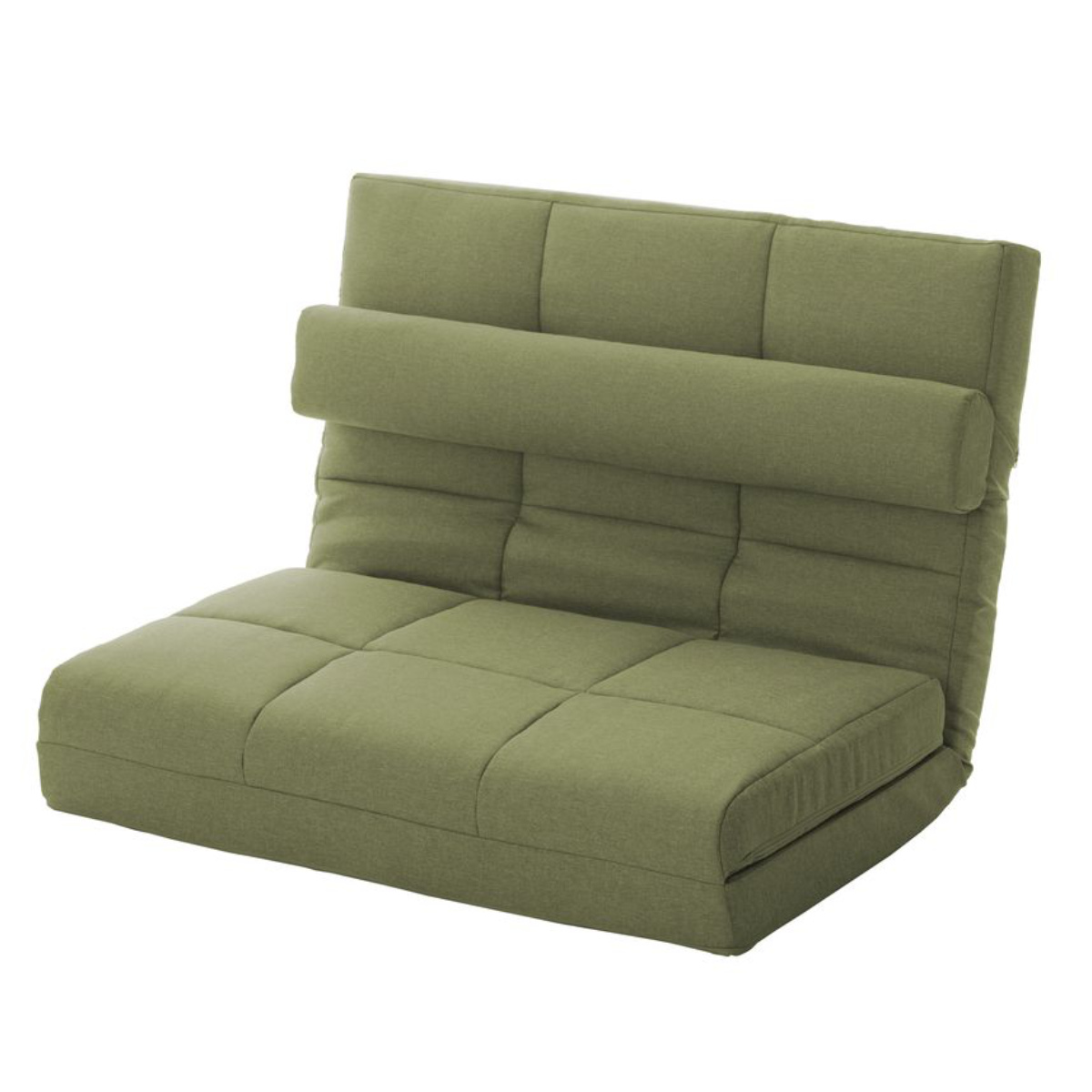 ローソファ 2人掛け 幅100cm ハイバックタイプ ソファベッド 3way ダリアン生地 タスク生地 デニム調生地 ( ソファ カウチソファ ベッド リクライニング 14段階 日本製 クッション付き ソファー 2人掛けソファ ) 【グリーン】 グリーン