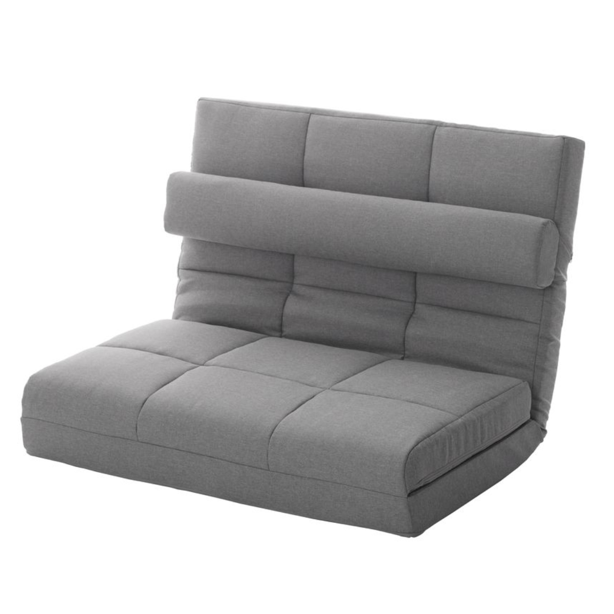 ローソファ 2人掛け 幅100cm ハイバックタイプ ソファベッド 3way ダリアン生地 タスク生地 デニム調生地 ( ソファ カウチソファ ベッド リクライニング 14段階 日本製 クッション付き ソファー 2人掛けソファ ) 【グレー】 グレー