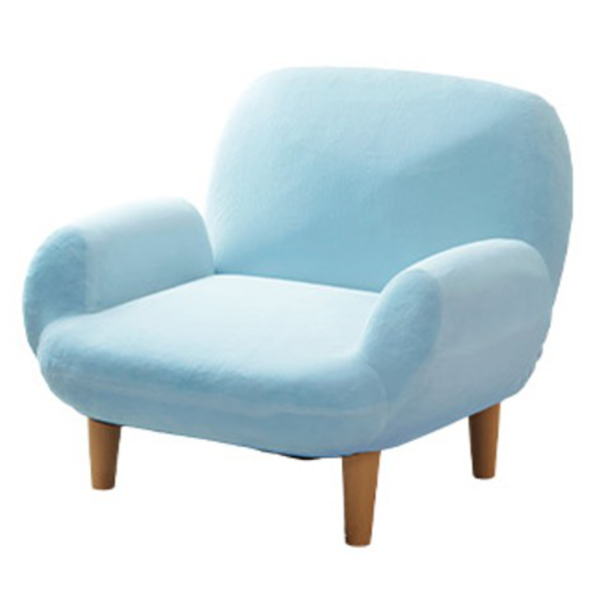 ソファ 1人掛け 幅76cm コンパクト SUICA ( ソファー 脚付き 一人掛け リビングソファ 座面幅広 あぐら リクライニング 14段階 肘掛け 日本製 完成品 ポケットコイル 可愛い ファブリック ふわふわ ローソファ アームソファ ) 【ブルー】 ブルー