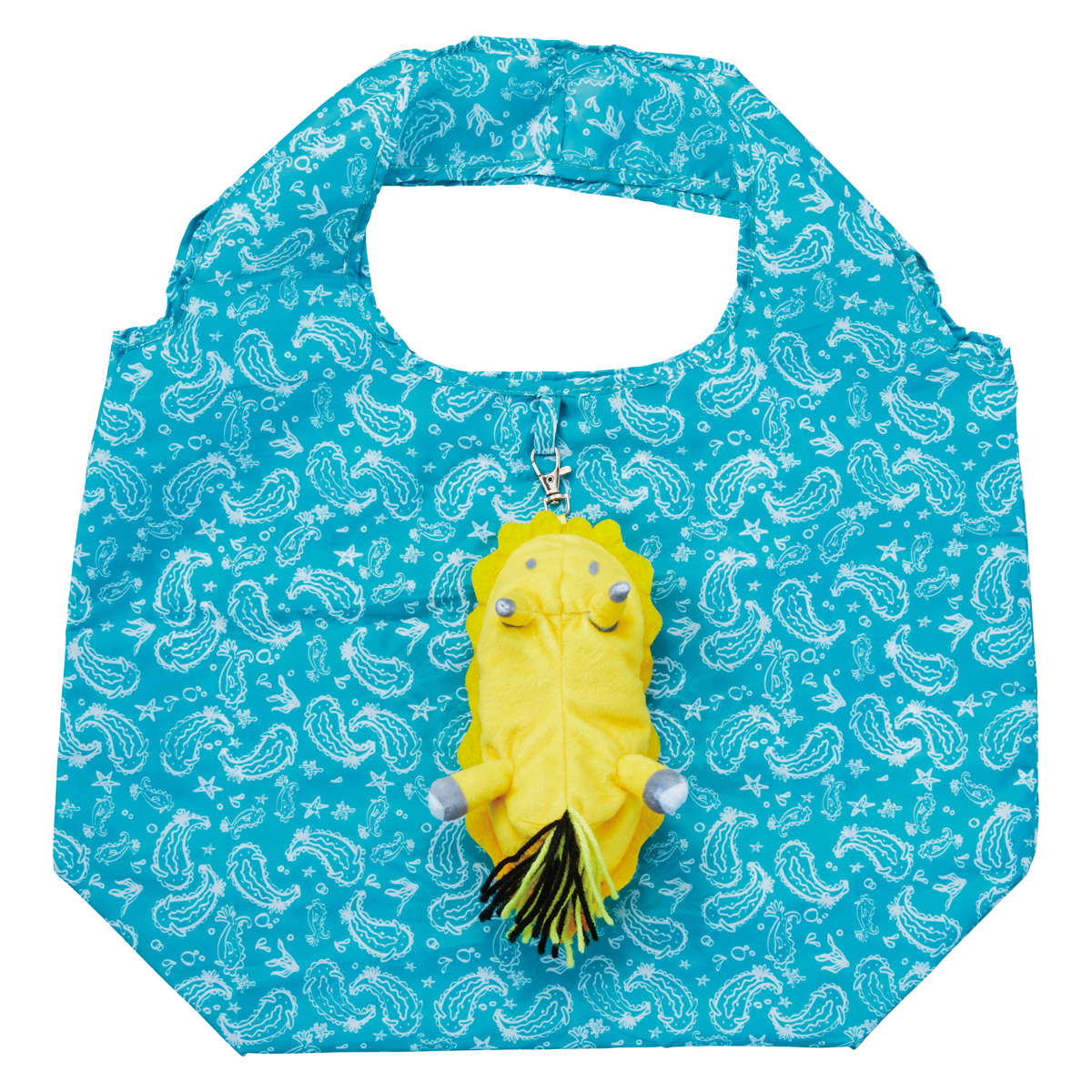 エコバッグ ウミウシ フック付き ぬいぐるみ ( マイバッグ エコバック 買い物バッグ コンパクト レジ袋 レジバッグ サブバッグ 軽量 買い物袋 ぬいぐるみポーチ ショッピングバッグ かばん 鞄 ペイズリー柄 海の生き物 海牛 ) 【ウデフリツノザヤウミウシ】 ウデフリツノザヤウミウシ