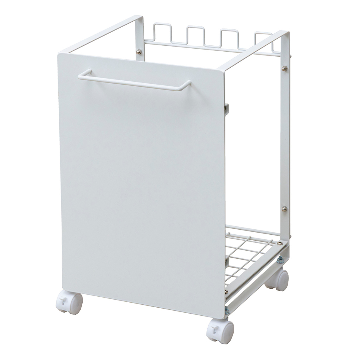 ゴミ箱 分別 ダストボックスワゴン 幅35cm キャスター付き ( ごみ箱 レジ袋スタンド 目隠し レジ袋ハンガー ゴミ袋ホルダー 最大4分別 棚下設置 キッチン ふた無し スチール製 )