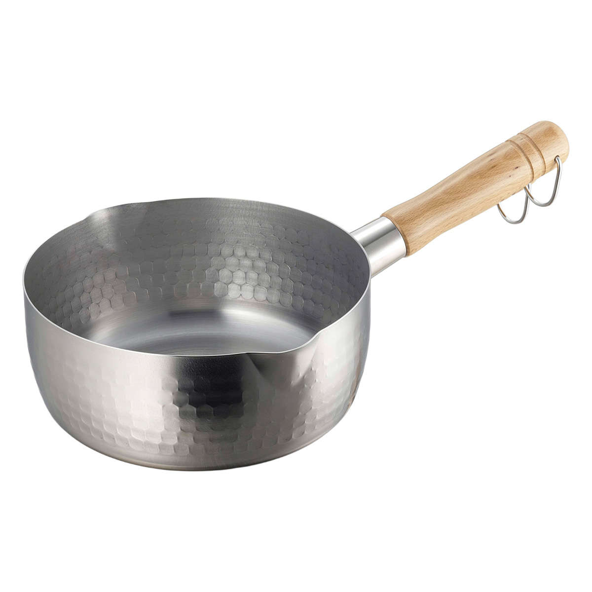 雪平鍋 20cm プロモデル 槌目 ゆきひら鍋 アヒル口付 日本製 ( IH対応 ガス火対応 行平鍋 片手鍋 20センチ 鍋 なべ 片手なべ アルミ鍋 アルミ 和鍋 軽量 注ぎ口 両口 天然木 ハンドル キッチン 調理用品 )