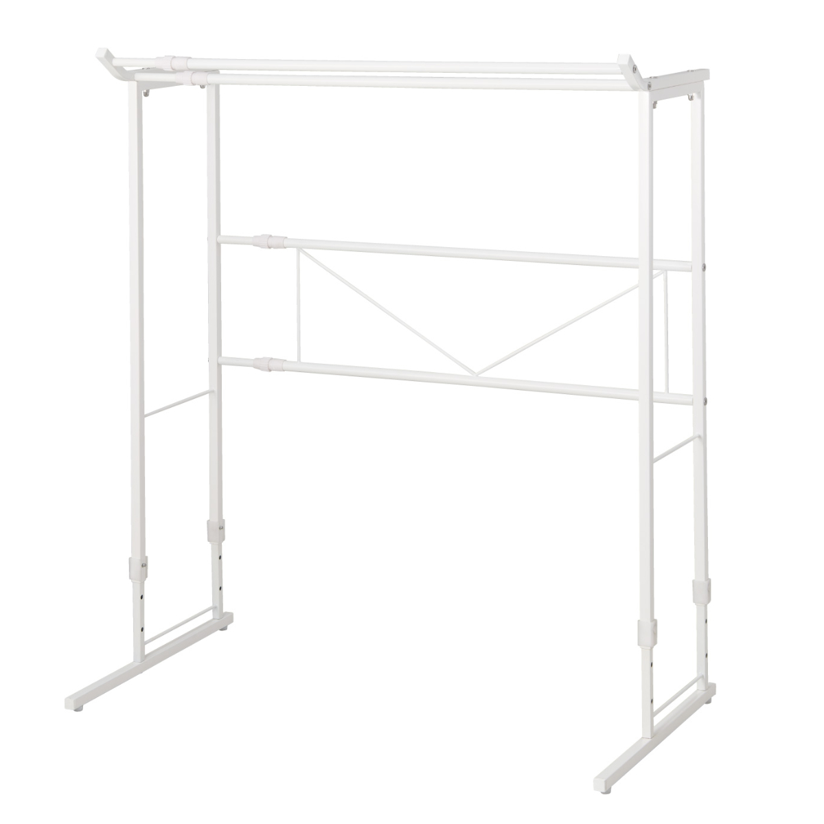 ハンガーラック ダブル 押入れ 伸縮タイプ ( イプハンガー 幅 高さ 調節 ハンガー ラック クローゼット 押し入れ 衣類収納 押し入れハンガー 収納 クローゼットハンガー ハンガー収納 ハンガー掛け リビング 玄関 おしゃれ ) 【ホワイト】 ホワイト