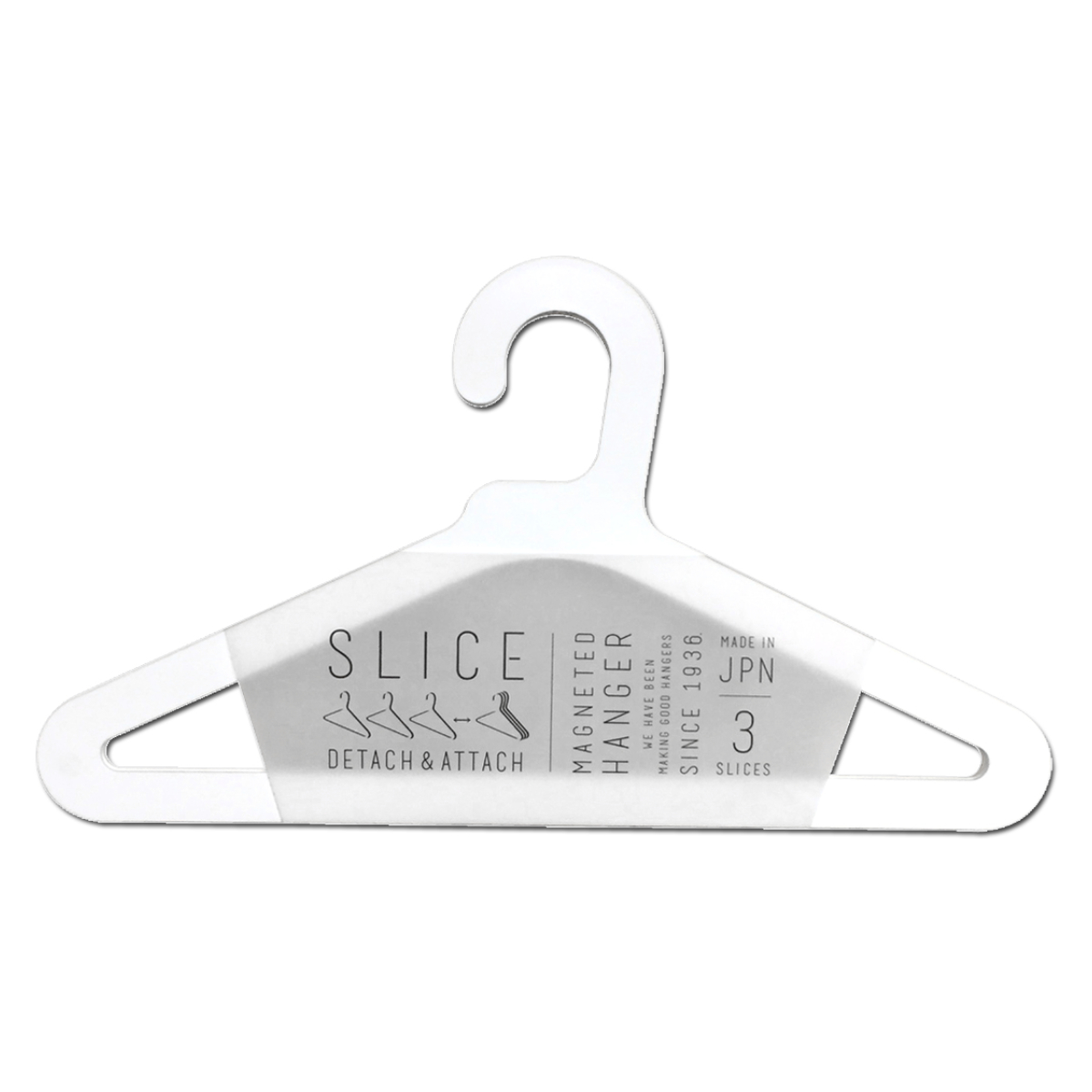 ハンガー スリム SLICEハンガー 3本組 ( 衣類ハンガー マグネット内蔵 同色3本セット スリムハンガー 日本製 洋服ハンガー 3本 厚さ3mm 磁石 衣類 収納 おしゃれ ホワイト グレー イエロー ) 【ホワイト】 ホワイト