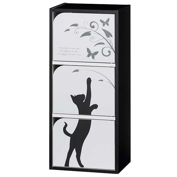 カラーボックス ラック 3段 扉付 シャローゼ 幅39cm （ 収納ボックス