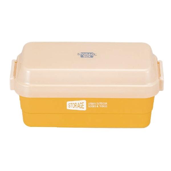 dショッピング |お弁当箱 2段 STORAGE カラー 730ml ランチボックス （ 弁当箱 食洗機対応 レンジ対応 おしゃれ 食洗機OK レンジOK  二段弁当 二段 長方形 角型 スタイリッシュ 工具箱 小物入れ ケース コンパクト ） 【 ベージュ×イエロー 】 | カテゴリ：弁当箱の販売 ...