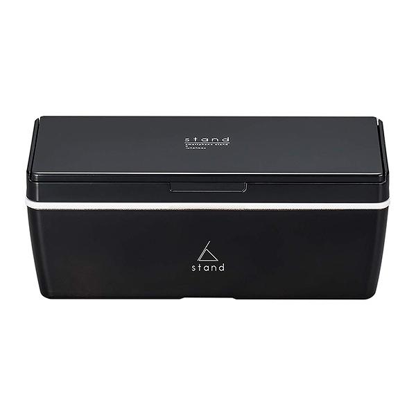お弁当箱 1段 スマホスタンド ランチボックス 700ml ( シンプル 弁当箱 おしゃれ 大人 お箸 保冷剤 stand 食洗機 レンジ対応 日本 日本製 お箸付き ) 【ブラック】 ブラック