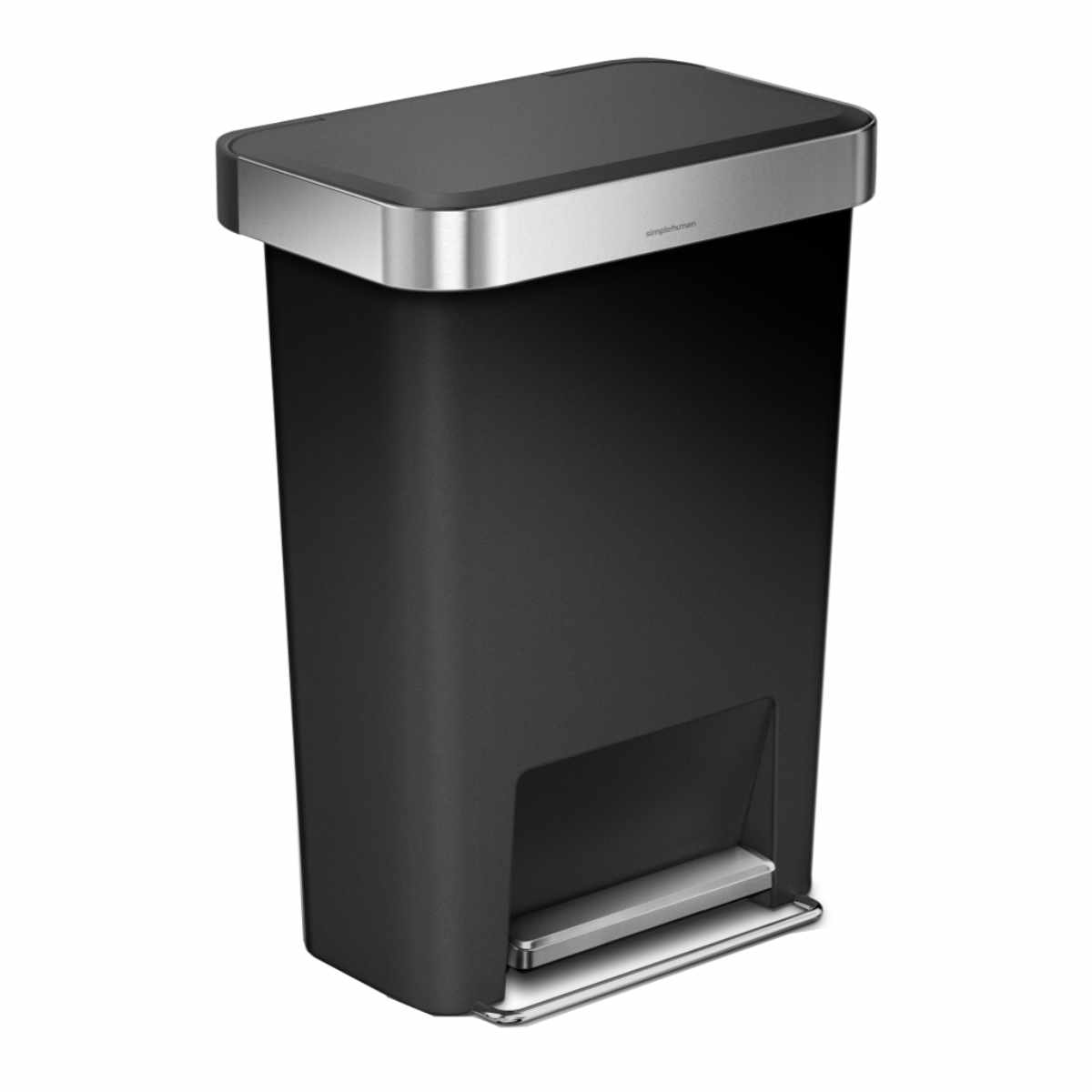 ゴミ箱 45L 正規品 simplehuman プラスチックレクタンギュラ-ステップカン ( ごみ箱 4.5リットル シンプルヒューマン ペダル メーカー保証付き ふた付き キッチン 抗菌加工 ステンレス 袋が見えにくい 指紋が付きにくい ) 【ブラック】 ブラック