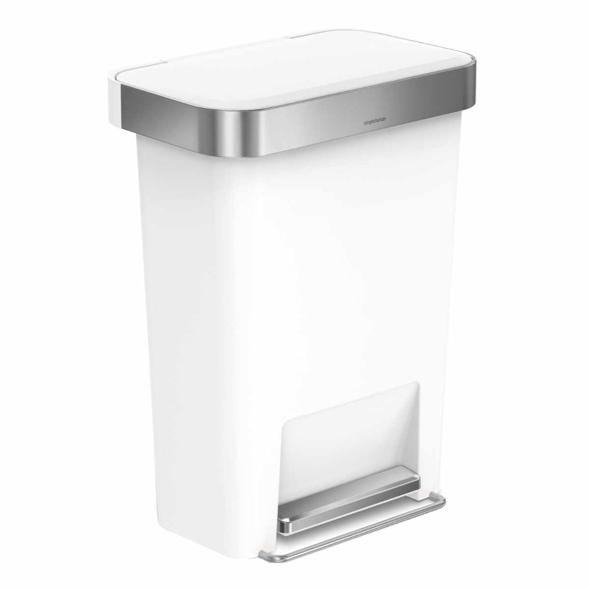 ゴミ箱 45L 正規品 simplehuman プラスチックレクタンギュラ-ステップカン ( ごみ箱 4.5リットル シンプルヒューマン ペダル メーカー保証付き ふた付き キッチン 抗菌加工 ステンレス 袋が見えにくい 指紋が付きにくい ) 【ホワイト】 ホワイト
