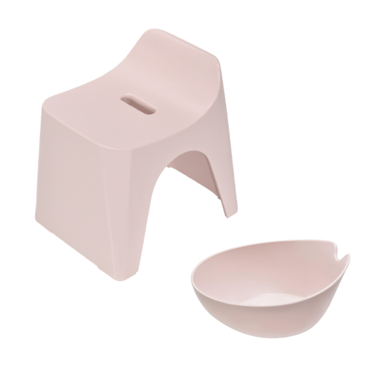 風呂椅子 25cm 湯桶 2点セット ヒューバス バススツール×ウォッシュボール 日本製 ( 風呂イス 風呂いす 座面高さ25cm 湯おけ 洗面器 風呂おけ HUBATH バスチェア バススツール 風呂 椅子 ウォッシュボール 風呂桶 手おけ お風呂 ) 【グレイッシュピンク】 グレイッシュピンク