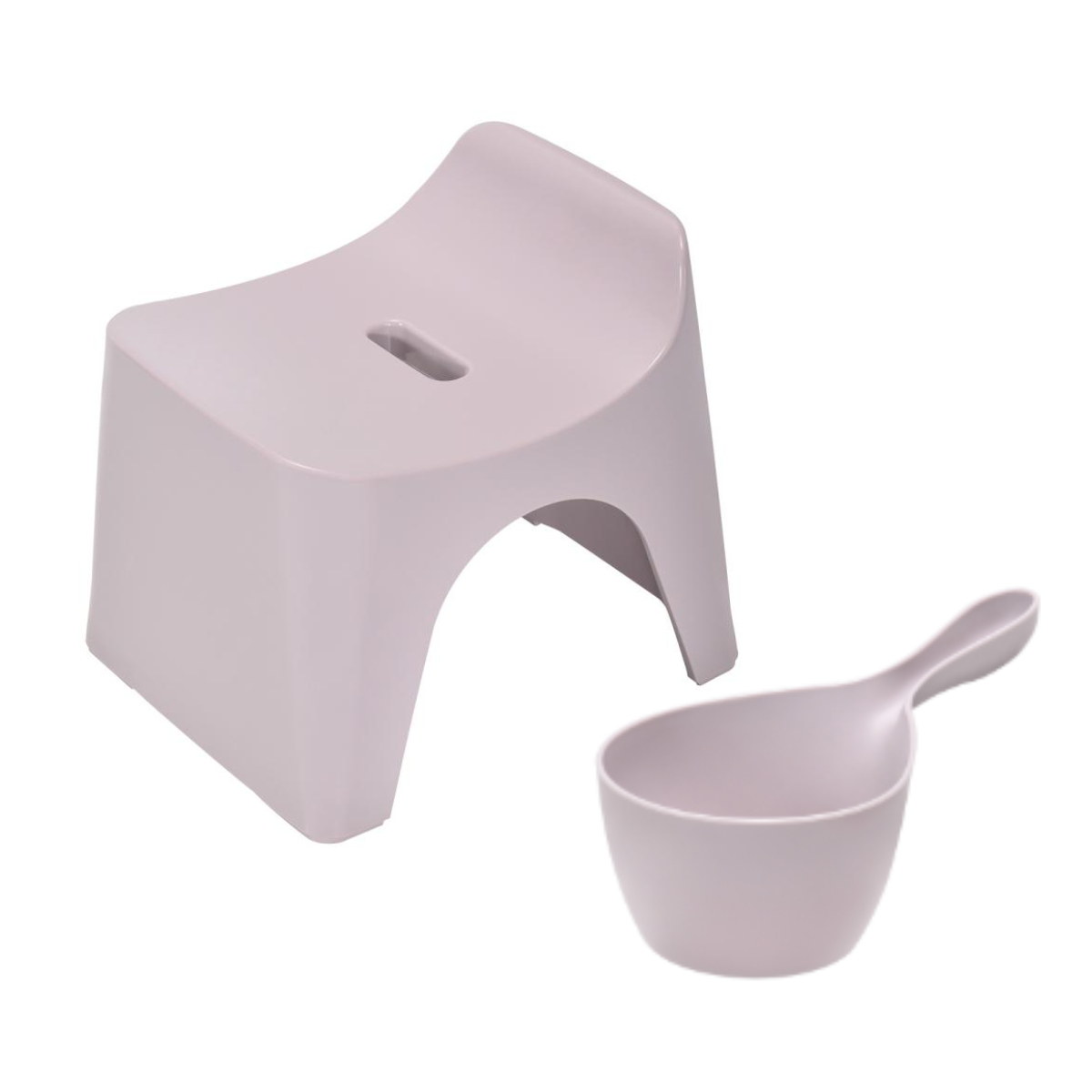 風呂椅子 20cm 手桶 2点セット ヒューバス バススツール×ハンディーボール 日本製 ( 風呂イス 風呂いす 座面高さ20cm 手おけ 洗面器 風呂おけ HUBATH バスチェア バススツール 風呂 椅子 ハンディボール 風呂桶 湯桶 お風呂 ) 【グレイッシュパープル】 グレイッシュパープル