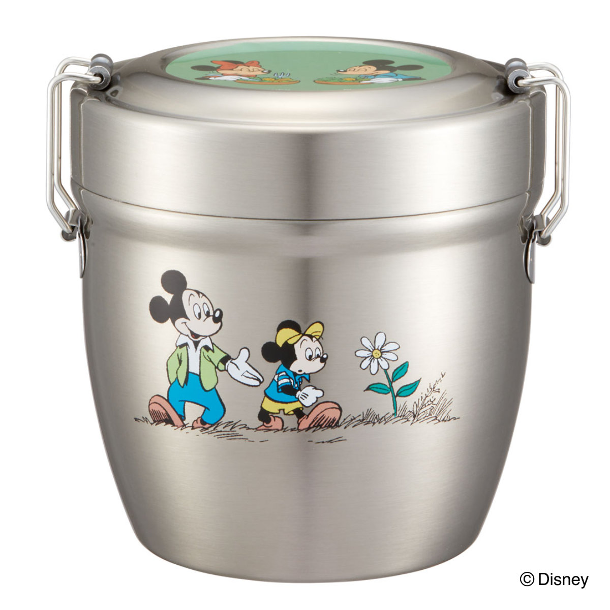 弁当箱 保温 丼 抗菌 550ml 真空ステンレス 保温弁当箱 ミッキーマウス グリーンワールド ( ミッキー 保冷 ランチジャー 保温ジャー 銀 AG ランチポット お弁当箱 ランチボックス 丼ぶり 二段 真空二重構造 )
