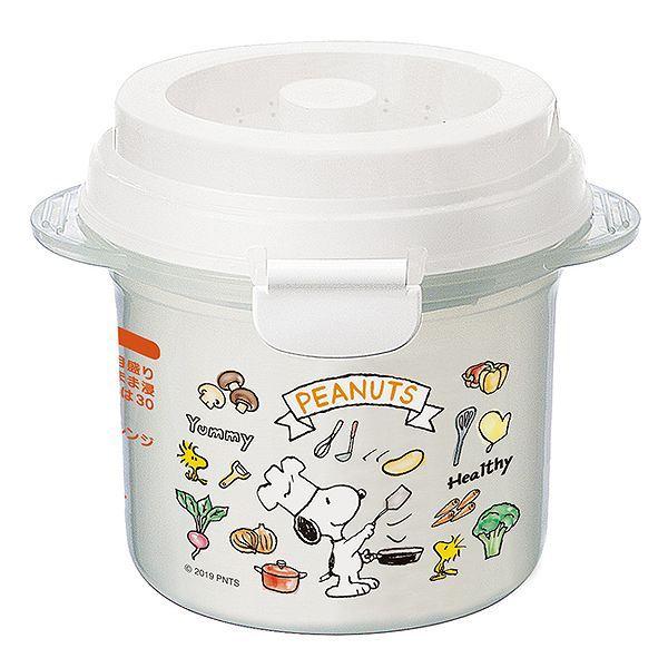 電子レンジ 調理用品 ご飯メーカー 炊飯 SNOOPY やさい （ スヌーピー 電子レンジ炊飯器 炊飯鍋 一合炊き 電子レンジ調理器  電子レンジ専用調理器 電子レンジ料理 簡単調理 火を使わない 便利グッズ PEANUTS キャラクター ）