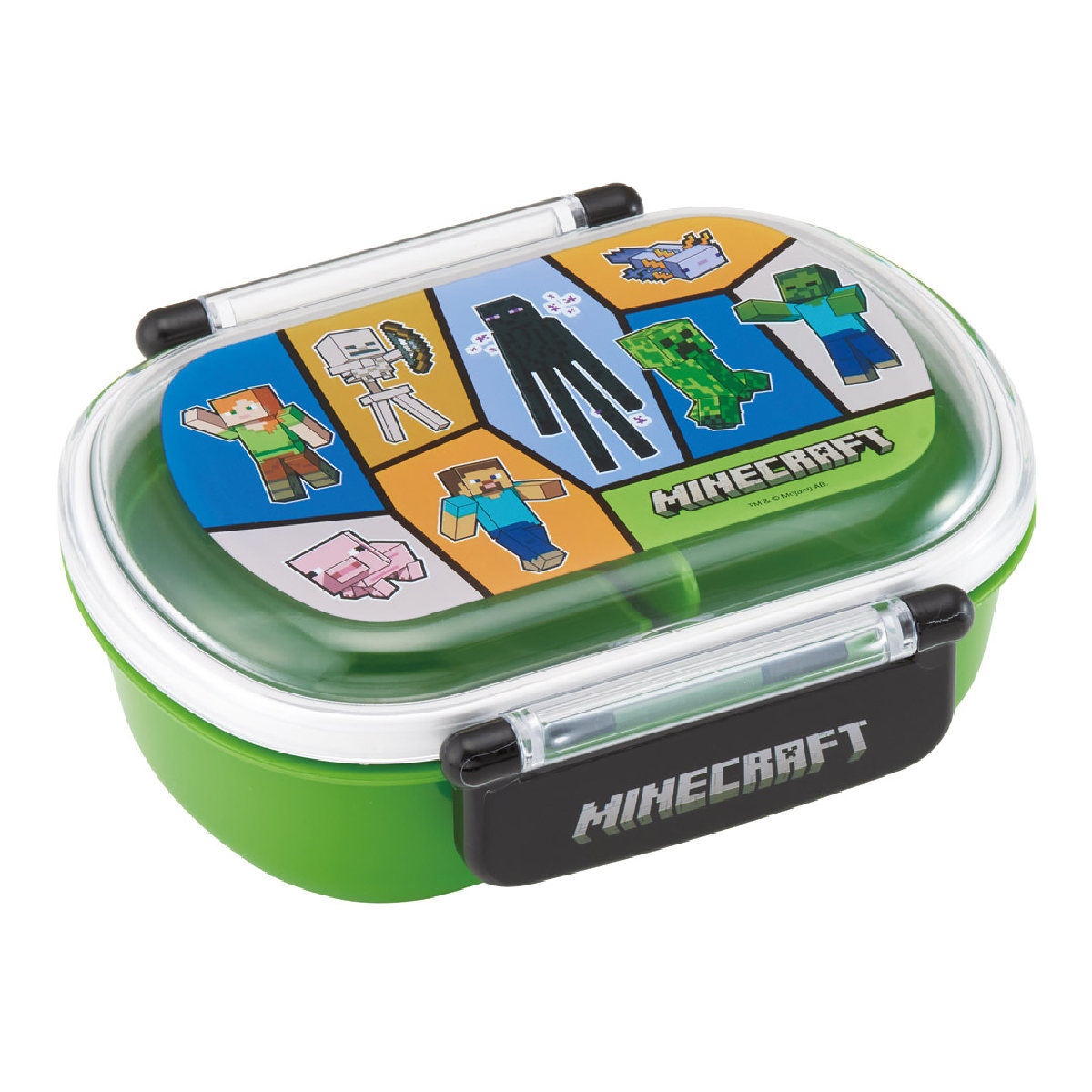 弁当箱 1段 360ml 抗菌ふわっとタイトランチ マインクラフト25 ( マイクラ ランチボックス 食洗機対応 レンジ対応 抗菌 日本製 ドーム蓋 キッズ 子供 食洗機OK レンジOK お弁当 弁当 一段 2点ロック 銀 AG 抗菌加工 )