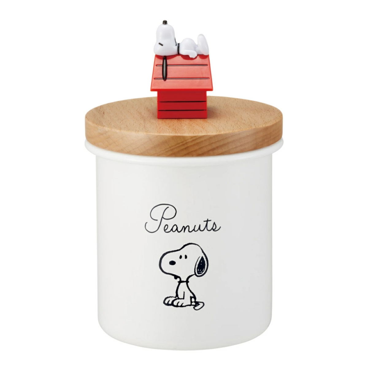 保存容器 750ml マスコット付キャニスター スヌーピー リラックマ ( キャニスター ホーロー ほうろう 琺瑯 密閉 天然木 保存 容器 小物入れ ホーロー保存容器 ホーロー容器 おしゃれ 丸型 キャラクター かわいい ) 【スヌーピー】 スヌーピー