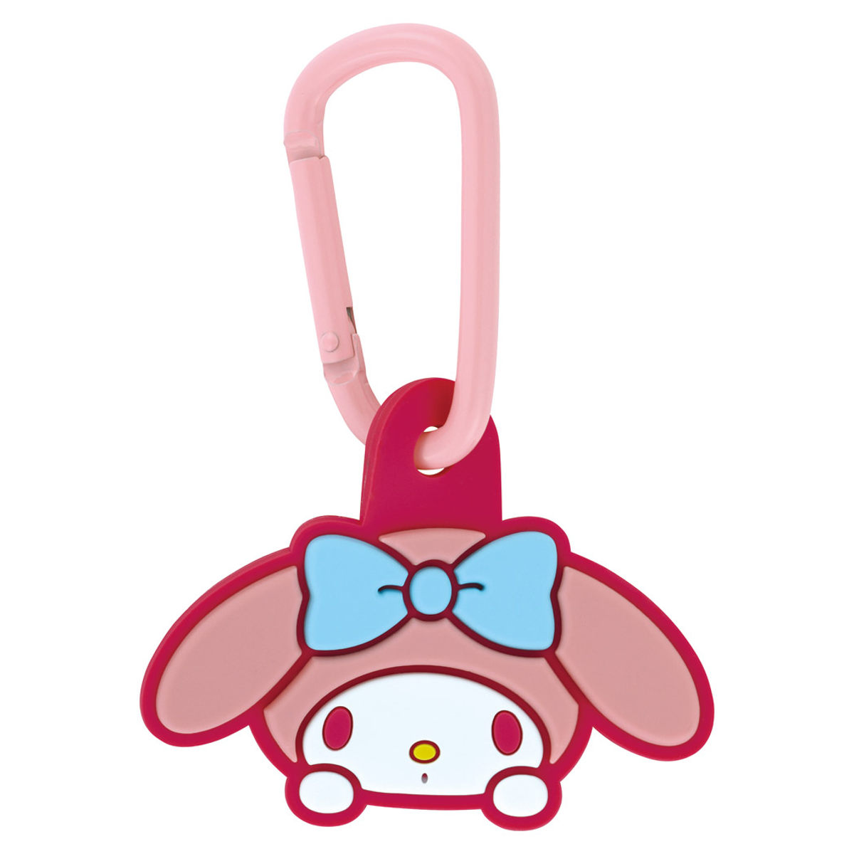 キーホルダー ラバーマスコット付き カラビナ マイメロディ ( マイメロ サンリオ 目印 紛失防止 フック マスコット 子供 キッズ 通学 バッグ リュック キーフック 鍵 キー 吊り下げ 持ち歩き 携帯用 おでかけ プレゼント ギフト )