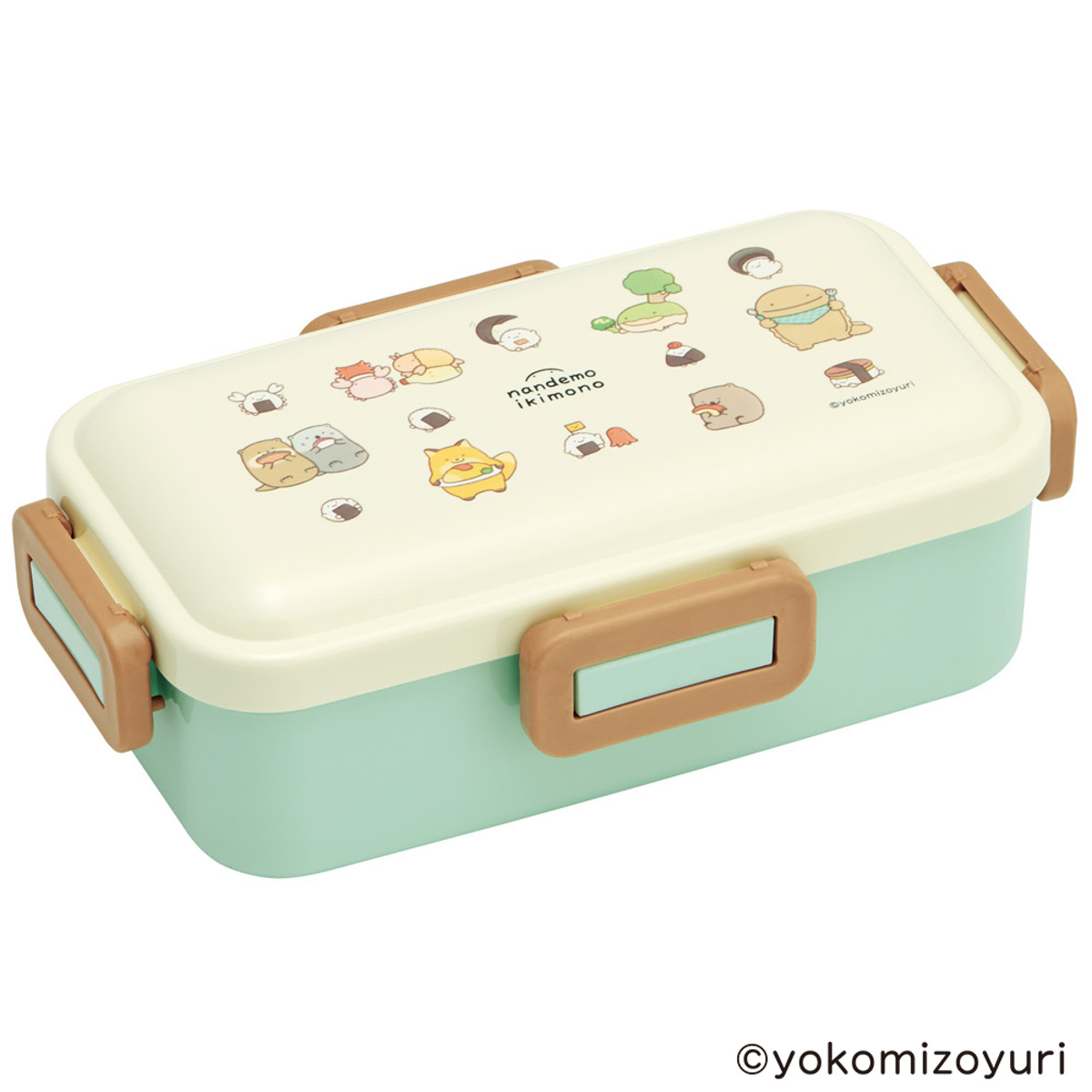 弁当箱 530ml 抗菌ふわっと弁当箱 なんでもいきもの ( なんもの ランチボックス 食洗機対応 レンジ対応 一段 抗菌 ドーム型 4点ロック 1段 日本製 仕切り付き 銀 AG 抗菌加工 食洗機OK レンジOK お弁当 弁当 一段弁当 )