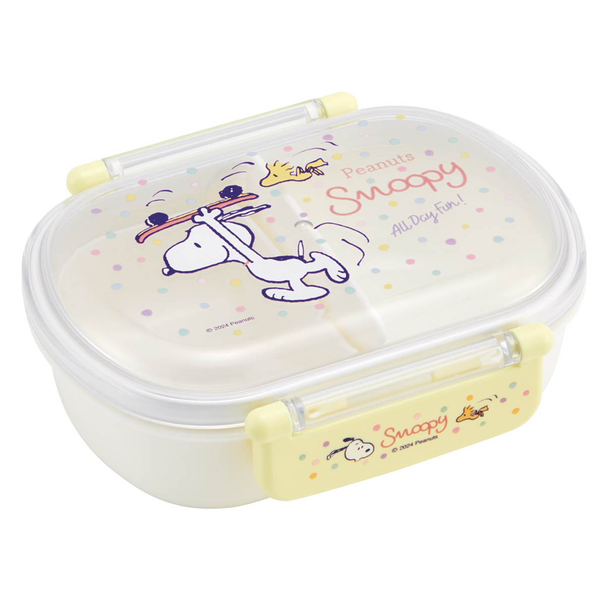弁当箱 360ml 1段 抗菌ふわっとタイトランチ スヌーピー スケートボード ( ランチボックス 食洗機対応 レンジ対応 抗菌 日本製 ドーム蓋 キッズ 子供 食洗機OK レンジOK お弁当 弁当 一段 2点ロック 銀 AG 抗菌加工 )