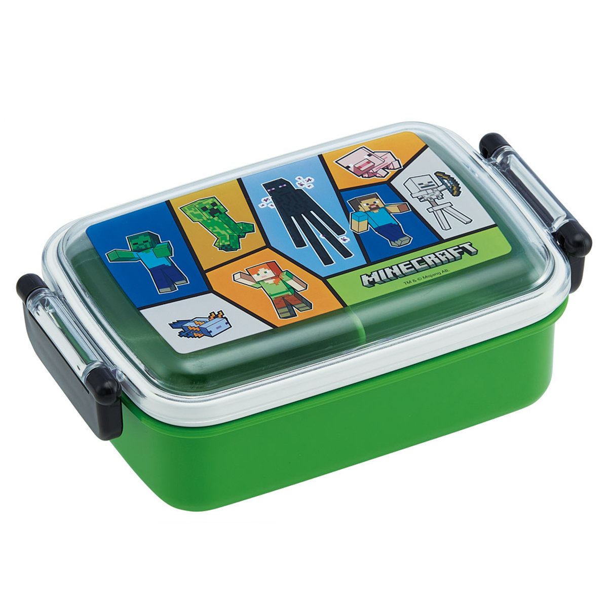 弁当箱 450ml 1段 抗菌ふわっとタイトランチ マインクラフト25 ( マインクラフト ランチボックス 食洗機対応 レンジ対応 抗菌 日本製 ドーム蓋 キッズ 食洗機OK レンジOK お弁当 弁当 一段 2点ロック 銀 AG )