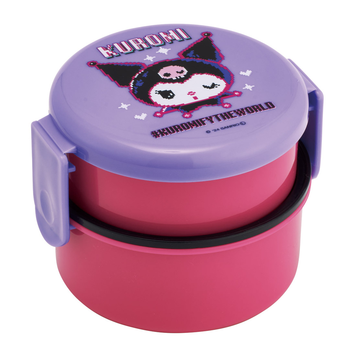 弁当箱 2段 500ml 抗菌丸型ランチBOX2段 クロミワールド ( クロミ 食洗機対応 抗菌 丸型 ランチボックス レンジ対応 二段 日本製 レンジOK 食洗機OK お弁当 弁当 フォーク付き 銀 AG 抗菌加工 )