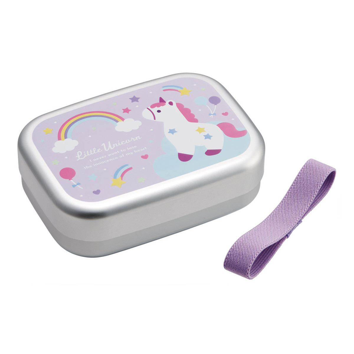 弁当箱 370ml アルミ弁当箱 リトルユニコーン ( ユニコーン お弁当箱 ランチボックス 一段 保温庫対応 子供 日本製 保温庫 OK お弁当 弁当 幼稚園 保育園 ランチベルト付き 中子付き キッズ )