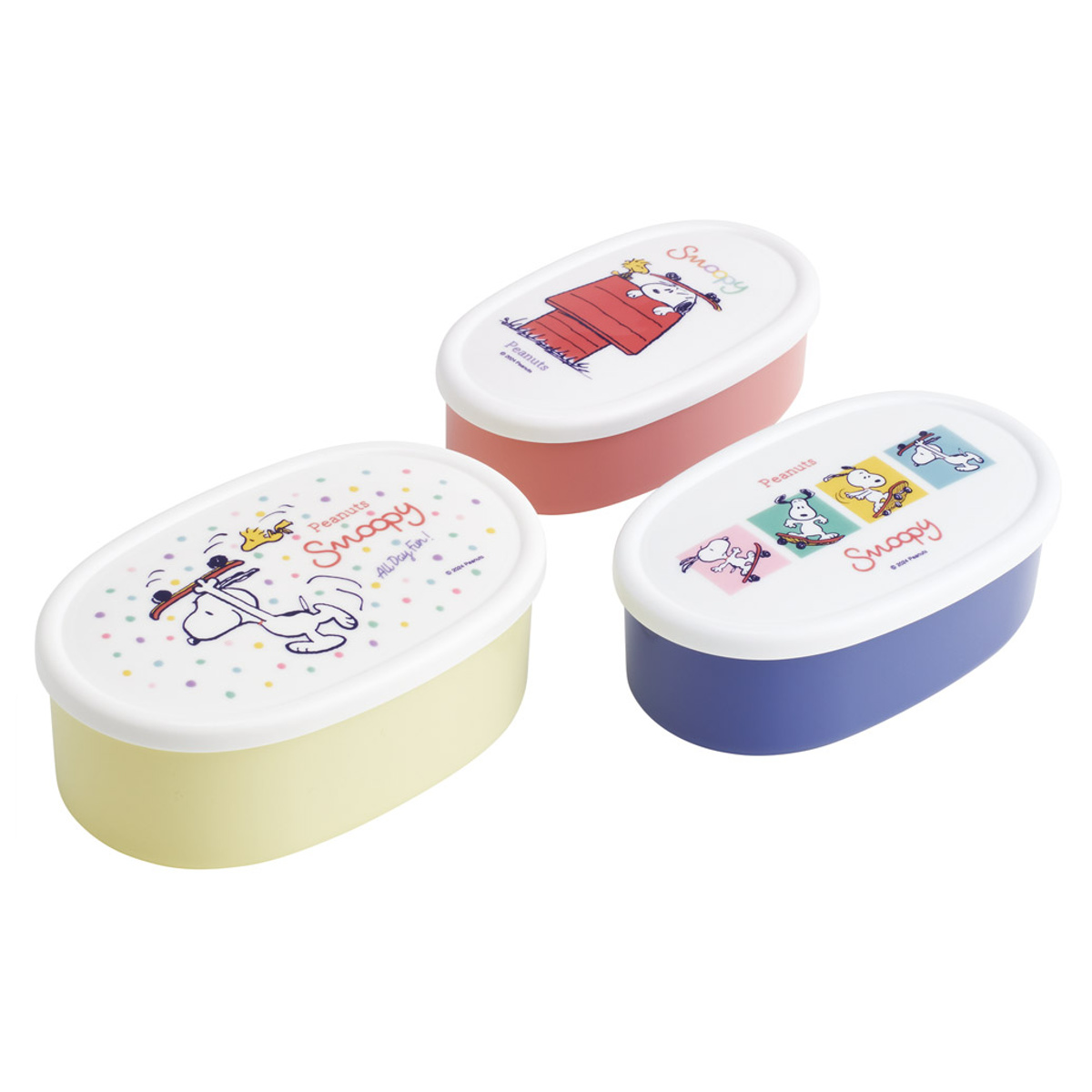 抗菌シール容器3Pセット スヌーピー スケートボード ( SNOOPY レンジ対応 保存容器 シール容器 ランチボックス 抗菌 日本製 レンジOK 弁当 お弁当 抗菌加工 果物ケース デザートケース フルーツケース )