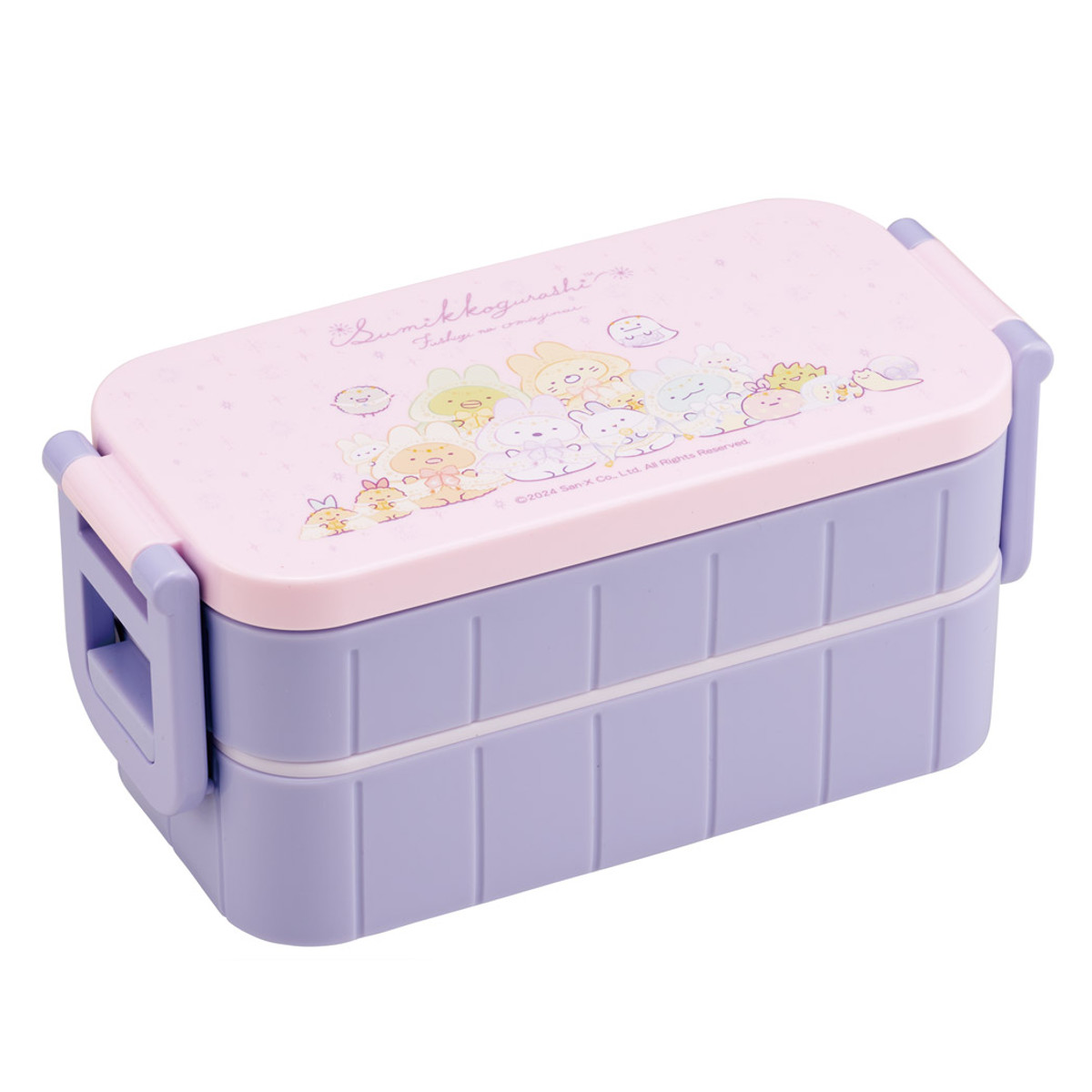 弁当箱 2段 600ml 抗菌タイトランチボックス すみっコぐらし おまじない ( お弁当箱 抗菌 ランチボックス レンジ対応 お弁当 二段 日本製 おべんとう箱 弁当 仕切り付き お箸付き 抗菌加工 銀 AG 2点ロック )