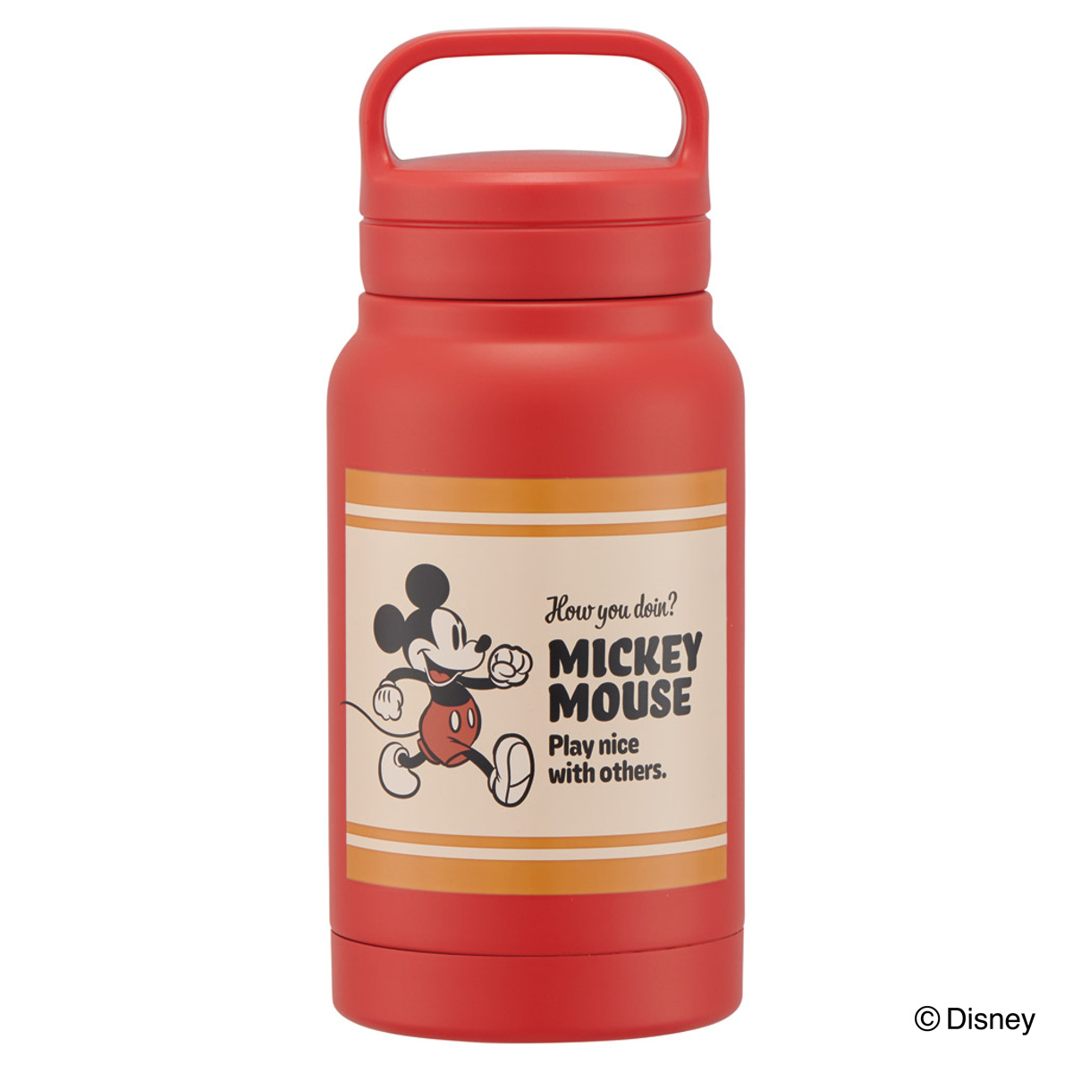 水筒 350ml スクリューハンドルマグボトル ミッキーマウス ( ミッキー 直飲み 保温 保冷 マグボトル ステンレスボトル ハンドル付き 真空二重構造 マグ ボトル ダイレクトボトル ステンレス マイボトル アウトドア コンパクト )