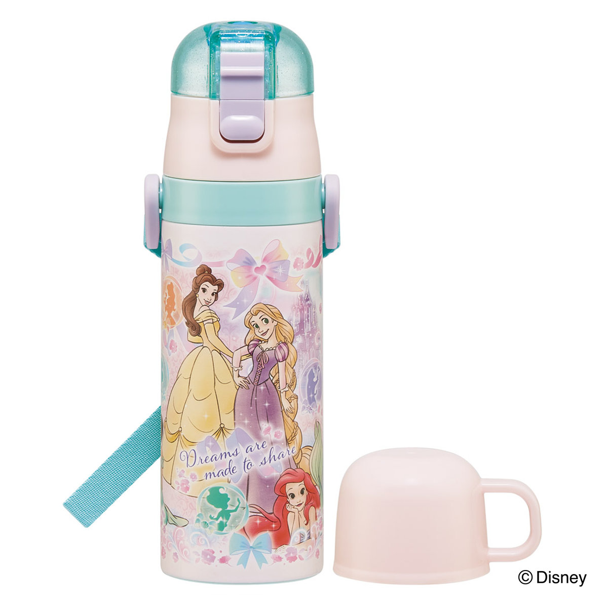 水筒 470ml 430ml 超軽量2WAYステンレスボトル プリンセス25 ( ディズニープリンセス 保冷 保温 直飲み コップ付き ワンプッシュ コップ飲み 2way 子供用 すいとう ボトル キッズ ワンタッチ ステンレス 超軽量 軽量 マグボトル )