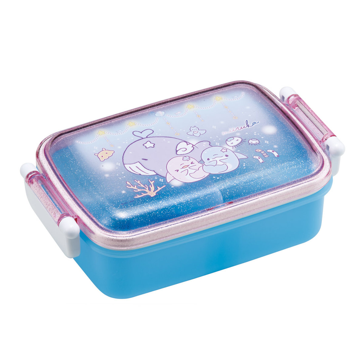 弁当箱 1段 450ml 抗菌ふわっとタイトランチ みいるか ( ゆるいるか ランチボックス 食洗機対応 レンジ対応 抗菌 日本製 ドーム蓋 キッズ 食洗機OK レンジOK お弁当 弁当 一段 2点ロック 銀 AG )