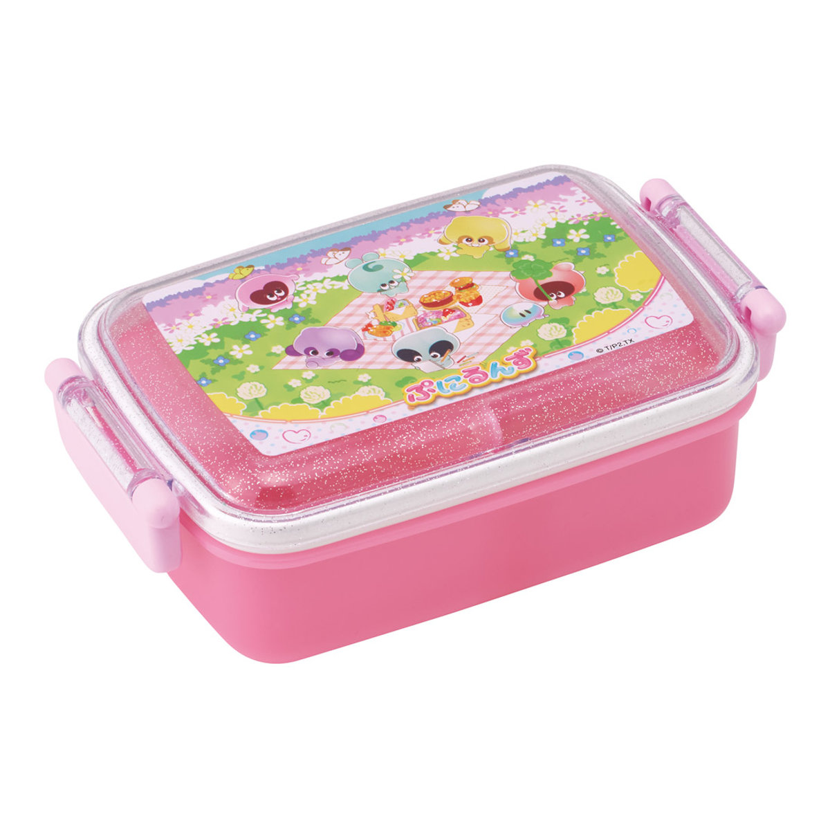 弁当箱 1段 450ml 抗菌ふわっとタイトランチ ぷにるんず ( ランチボックス 食洗機対応 レンジ対応 抗菌 日本製 ドーム蓋 キッズ 食洗機OK レンジOK お弁当 弁当 一段 2点ロック 銀 AG )