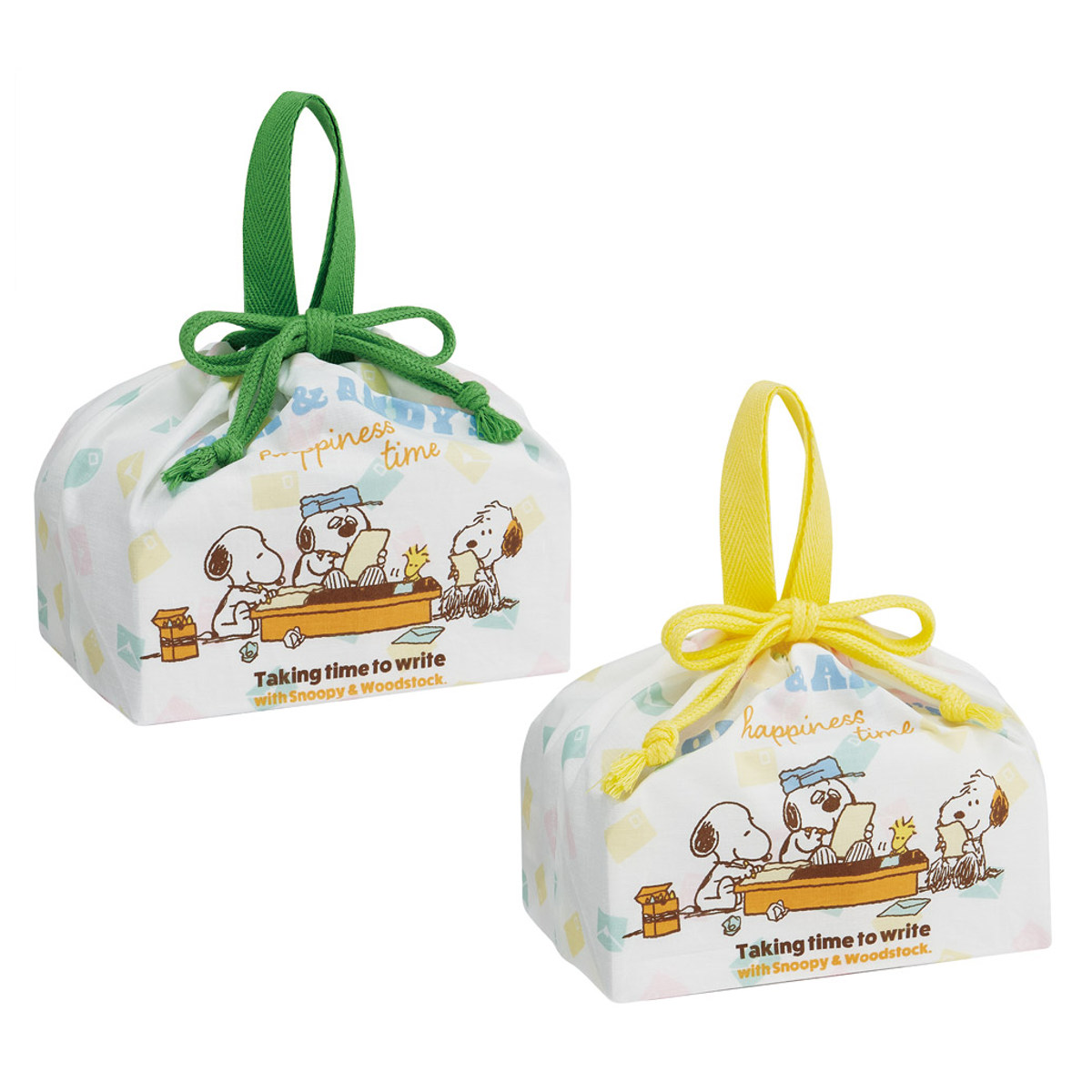 お弁当袋 ランチ巾着 2枚セット スヌーピーブラザーズ ( スヌーピー 弁当袋 給食袋 巾着袋 ランチバッグ 子供 お弁当箱 日本製 弁当箱 弁当 給食 袋 弁当巾着 マチ 小物入れ 幼稚園 保育園 キッズ )