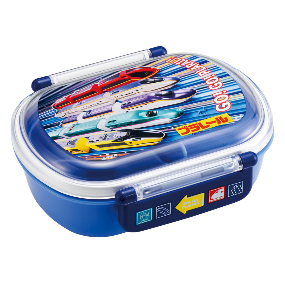 弁当箱 360ml 抗菌ふわっとタイトランチ プラレール25 ( ランチボックス 食洗機対応 レンジ対応 抗菌 日本製 ドーム蓋 キッズ 子供 食洗機OK レンジOK お弁当 弁当 一段 2点ロック 銀 AG 抗菌加工 )