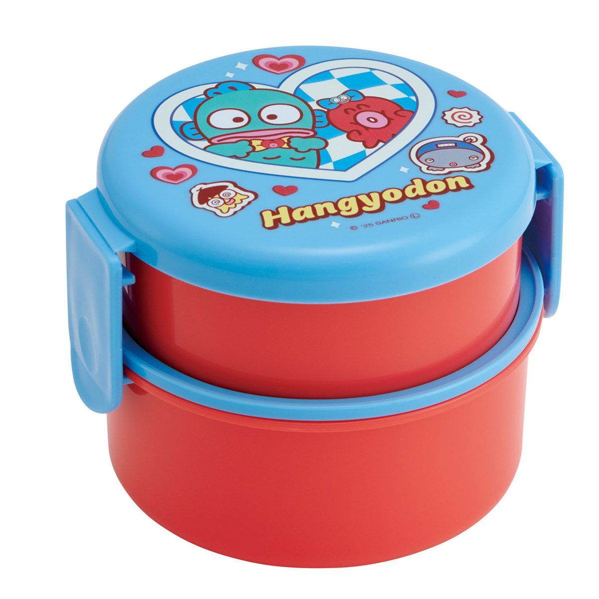 弁当箱 500ml 抗菌丸型ランチBOX2段 HGパーティー ( はんぎょどん 食洗機対応 抗菌 丸型 ランチボックス レンジ対応 二段 日本製 レンジOK 食洗機OK お弁当 弁当 フォーク付き 銀 AG 抗菌加工 )