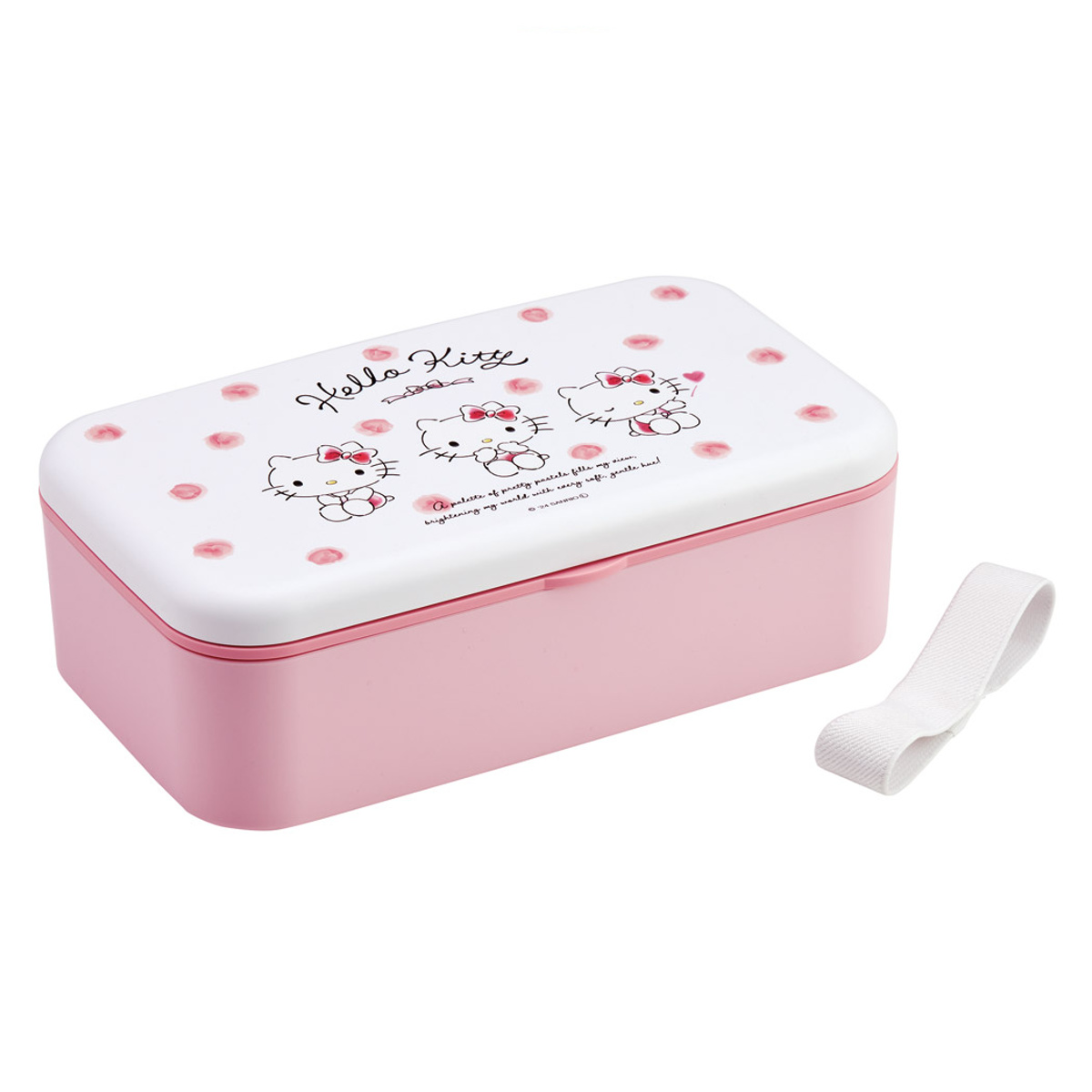 弁当箱 1L カトラリー付ランチBOX キティ 水彩コスメ ( ハローキティ ランチボックス 食洗機対応 レンジ対応 一段 カトラリー 付き 日本製 仕切り付き スプーン フォーク 食洗機OK レンジOK お弁当 弁当 一段弁当 )