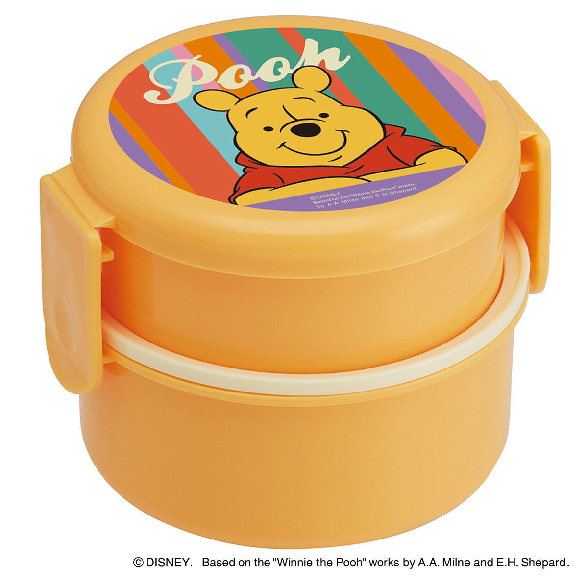 弁当箱 2段 500ml 抗菌 丸型 キャラクター ( クロミ ピングー プーさん ヒューイ バンビ ミッキー チップ&デール ポケモン ハンギョドン ポチャッコ シナモロール ぐでたま ) 【レトロプーさん】 レトロプーさん