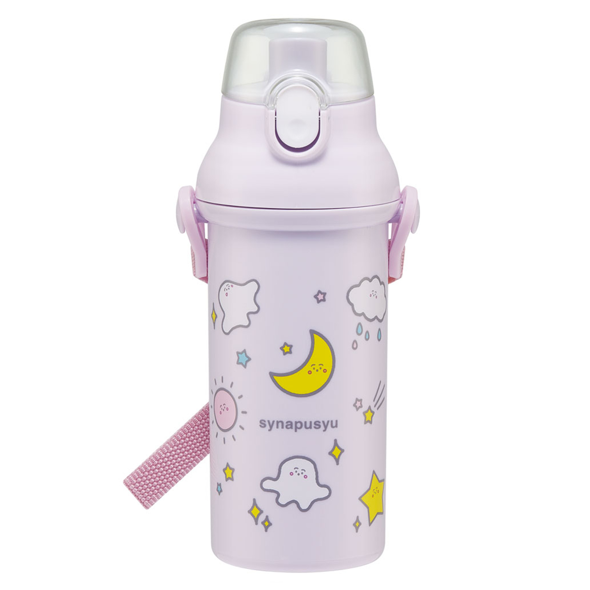 水筒 480ml 抗菌直飲プラボトル シナぷしゅ ( 子供用 抗菌 プラスチック製 ダイレクトボトル 直飲み ワンタッチ 日本製 抗菌加工 AG 銀 ショルダーベルト付き 広口 軽量 ボトル ワンプッシュ )