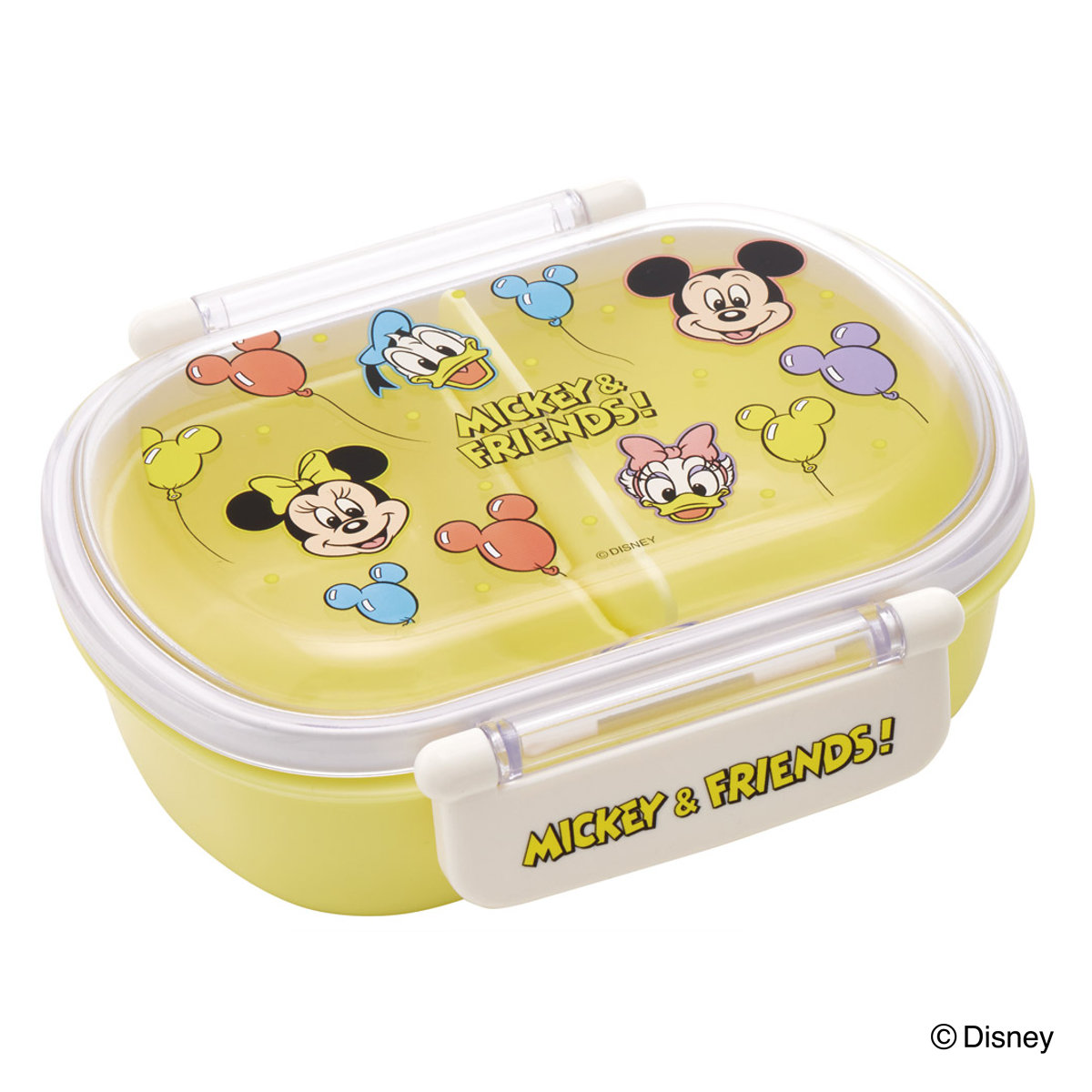 弁当箱 360ml 抗菌ふわっとタイトラン ミッキー&フレンズ風船 ( ディズニー ランチボックス 食洗機対応 レンジ対応 抗菌 日本製 ドーム蓋 キッズ 子供 食洗機OK レンジOK お弁当 弁当 一段 2点ロック 銀 AG 抗菌加工 )