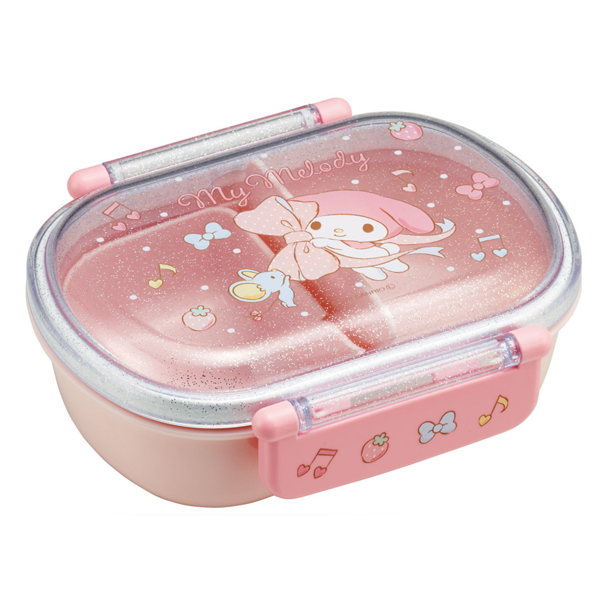 弁当箱 360ml 抗菌ふわっとタイトランチ マイメロビックリボン ( マイメロディ ランチボックス 食洗機対応 レンジ対応 抗菌 日本製 ドーム蓋 キッズ 子供 食洗機OK レンジOK お弁当 弁当 一段 2点ロック 銀 AG 抗菌加工 )
