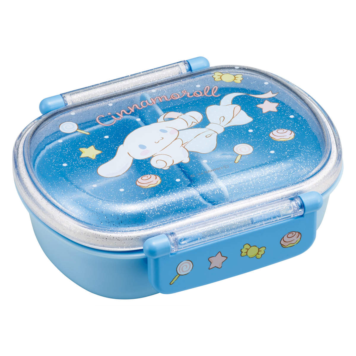 弁当箱 360ml 抗菌ふわっとタイトランチ シナモロールビックリボン ( シナモロール ランチボックス 食洗機対応 レンジ対応 抗菌 日本製 ドーム蓋 キッズ 子供 食洗機OK レンジOK お弁当 弁当 一段 2点ロック 銀 AG 抗菌加工 )