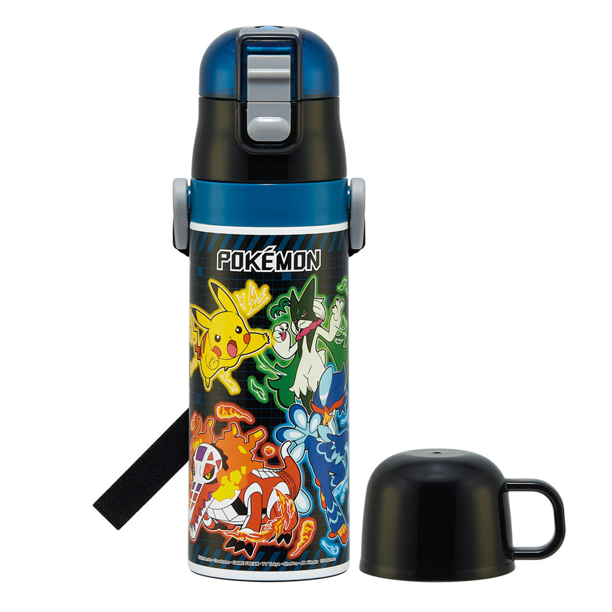 水筒 470ml 430ml 超軽量2WAYステンレスボトル ポケモン25 ( ポケットモンスター 保冷 保温 直飲み コップ付き ワンプッシュ マグボトル コップ飲み 2way 子供用 すいとう ボトル キッズ ワンタッチ ステンレス 超軽量 軽量 )