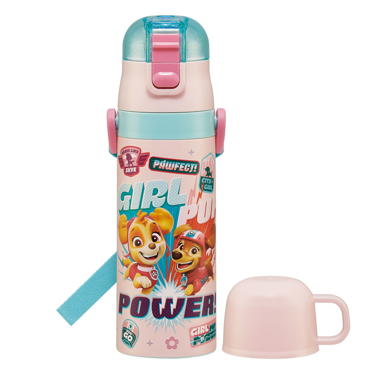 水筒 470ml 430ml 超軽量2WAYステンレスボトル パウパトロールGIRL ( 保冷 保温 直飲み コップ付き ワンプッシュ マグボトル コップ飲み 2way 子供用 すいとう ボトル キッズ ワンタッチ ステンレス 超軽量 軽量 )