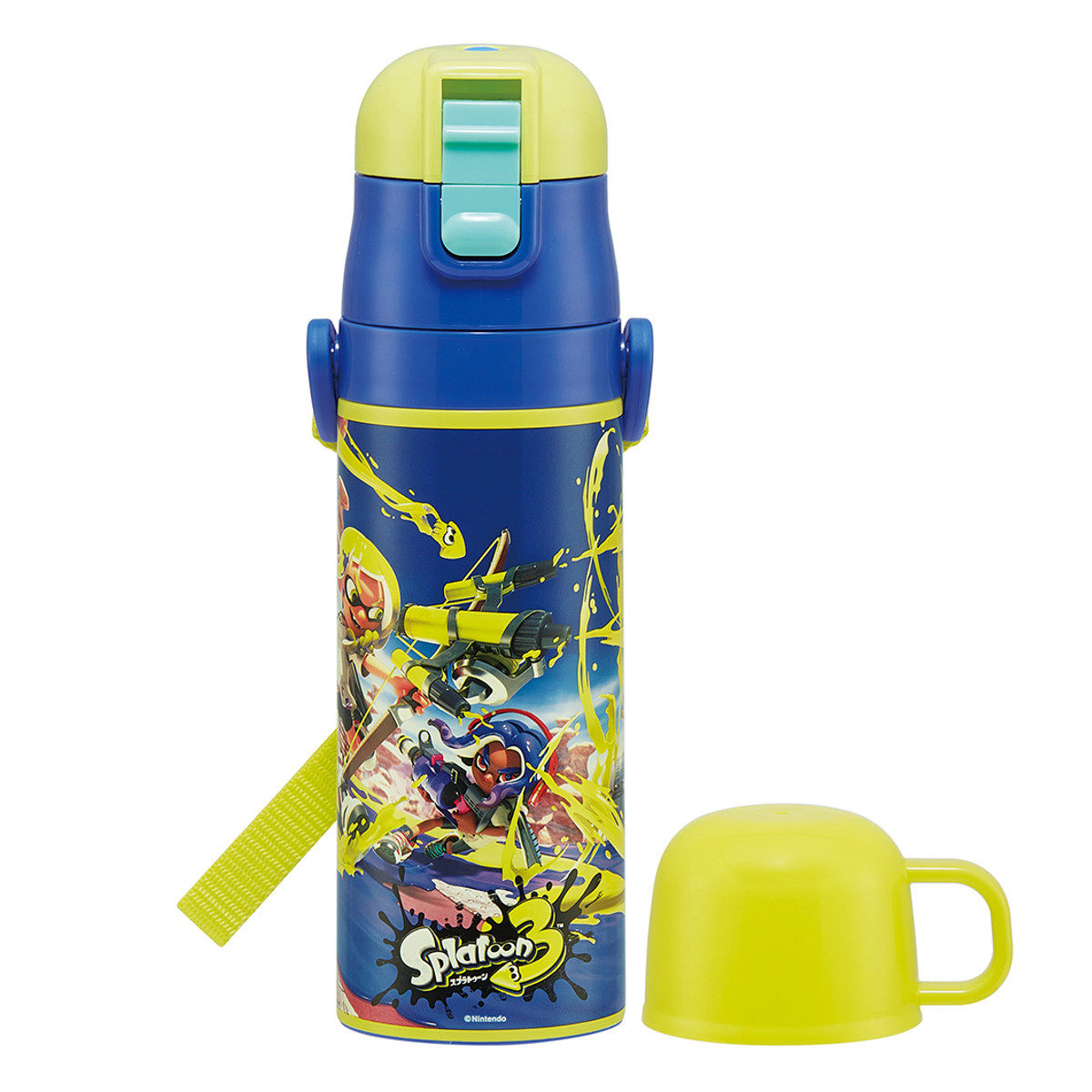 水筒 470ml 430ml 超軽量2WAYステンレスボトル スプラトゥーン3 ( 保冷 保温 直飲み コップ付き ワンプッシュ マグボトル コップ飲み 2way 子供用 すいとう ボトル キッズ ワンタッチ ステンレス 超軽量 軽量 )