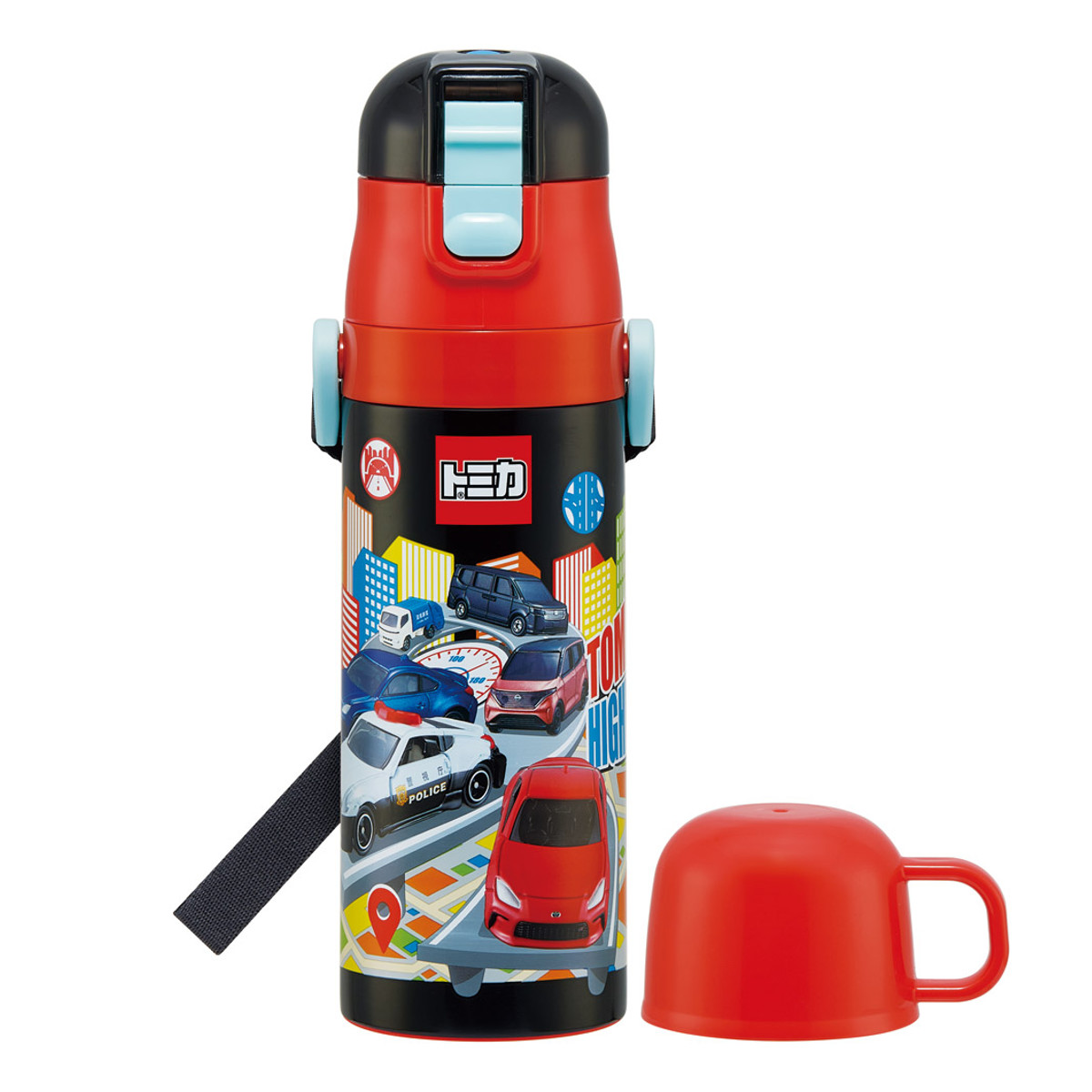 水筒 470ml 430ml 超軽量2WAYステンレスボトル トミカ25 ( 保冷 保温 直飲み コップ付き ワンプッシュ マグボトル コップ飲み 2way 子供用 すいとう ボトル キッズ ワンタッチ ステンレス 超軽量 軽量 )
