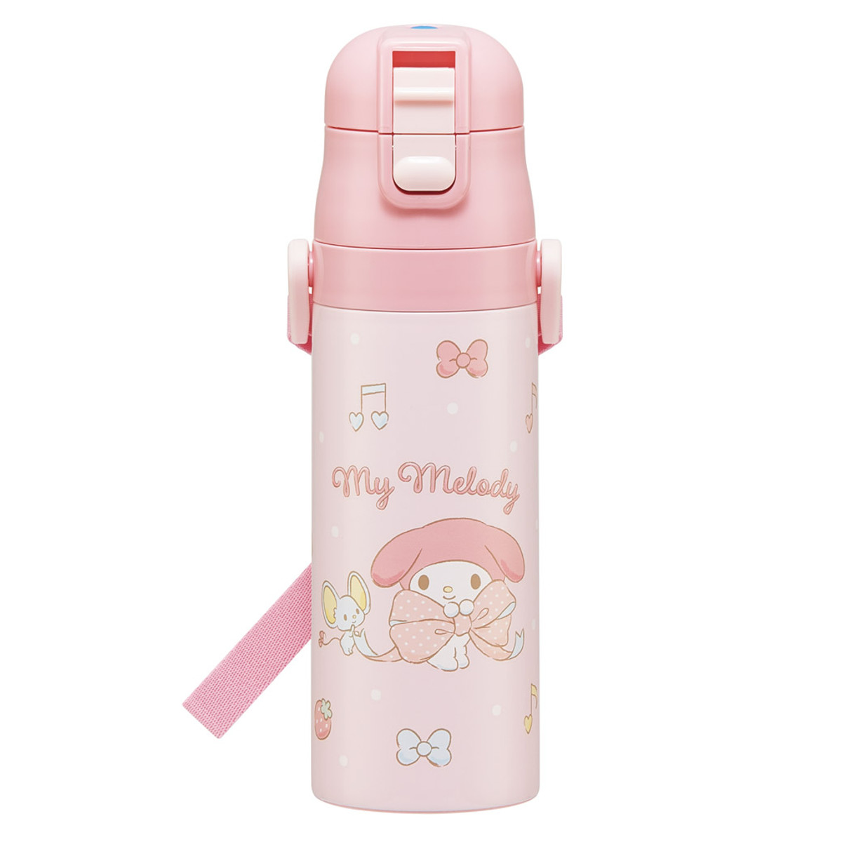 水筒 470ml 超軽量ダイレクトボトル マイメロビックリボン ( マイメロディ 保冷 軽量 直飲み ワンタッチ ステンレスボトル 子供用水筒 子供 直のみ 軽い 超軽量 ワンプッシュ ダイレクトボトル ダイレクト ボトル ステンレス )