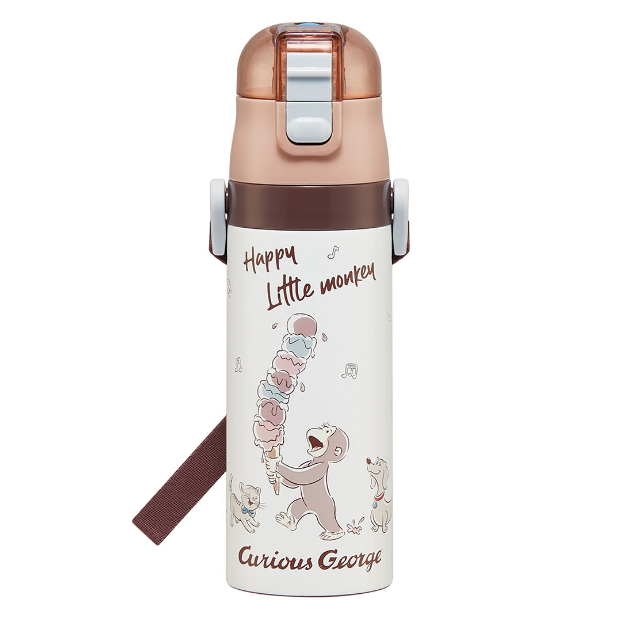 水筒 470ml 超軽量ダイレクトボトル おさるのジョージ25 ( 保冷 軽量 直飲み ワンタッチ ステンレスボトル 子供用水筒 子供 直のみ 軽い 超軽量 ワンプッシュ ダイレクトボトル ダイレクト ボトル ステンレス )