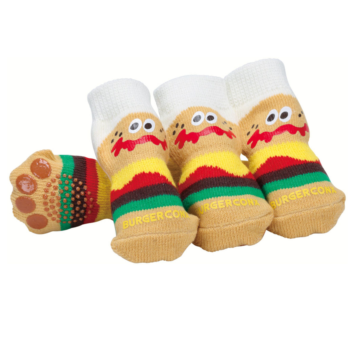 靴下 犬用 ペットソックス S バーガーコンクス ( 犬用靴下 ソックス ペット用 暑さ対策 防寒 滑り止め 肉球 保護 ペット靴下 ルームソックス フローリング 床 地面 室内犬 小型犬 滑らない 怪我防止 )