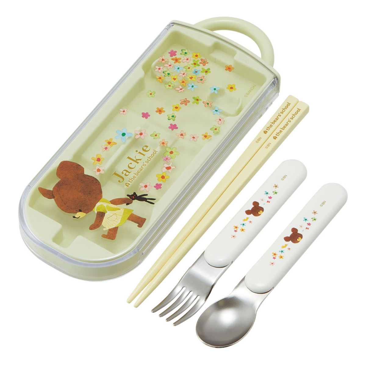 トリオセット 抗菌 箸 スプーン フォーク 食洗機対応 キャラクター ( ポケモン まいぜんシスターズ ミッキー ダンボ シナモン プラレール マリオ にゃんこ大戦争 スプラトゥーン タマ ぐでたま あつ森 くまのがっこう ) 【くまのがっこう】 くまのがっこう